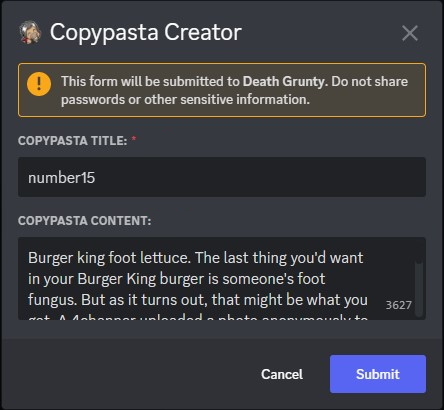 Creating a new copypasta.