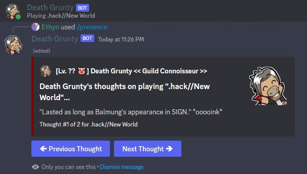 Viewing Death Grunty's thoughts on .hack//New World.